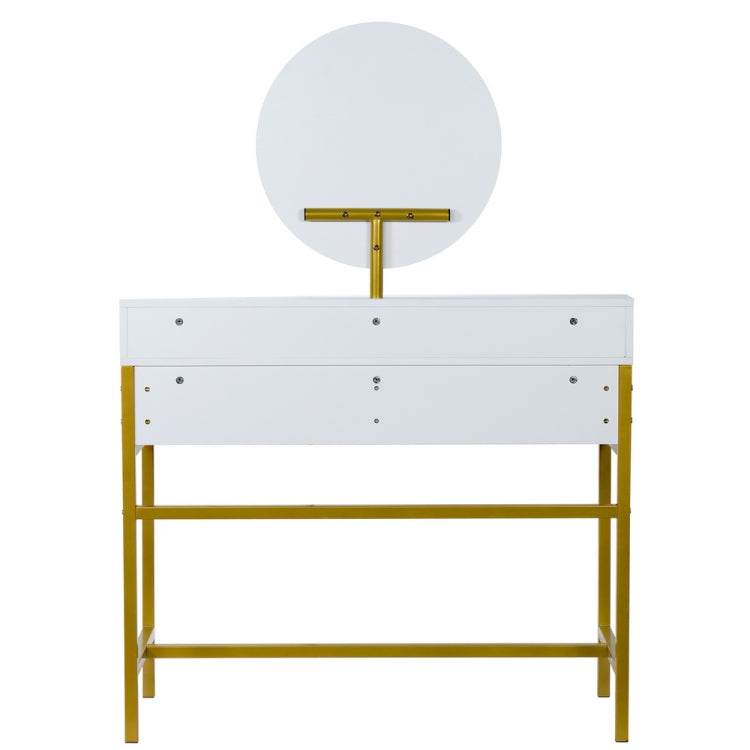 [US Warehouse] Steel Frame Dressing Table with Mirror & 4 Drawers