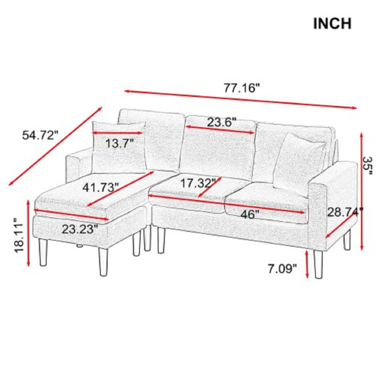 [US Warehouse] Living Room Furniture Four Seat Sofa with Pillow