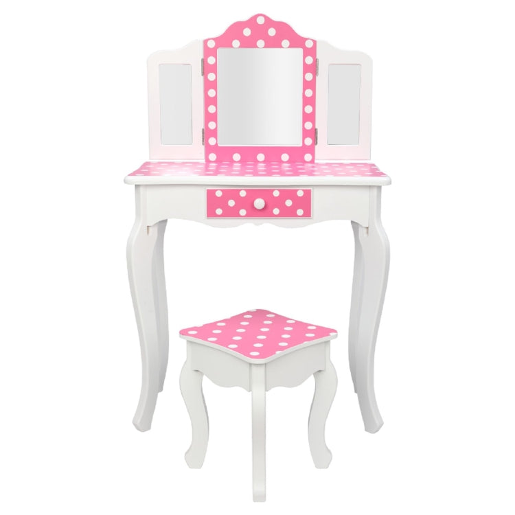 [US Warehouse] Children Dressing Table with Tri-fold Mirror Single-drawing Curved Feet