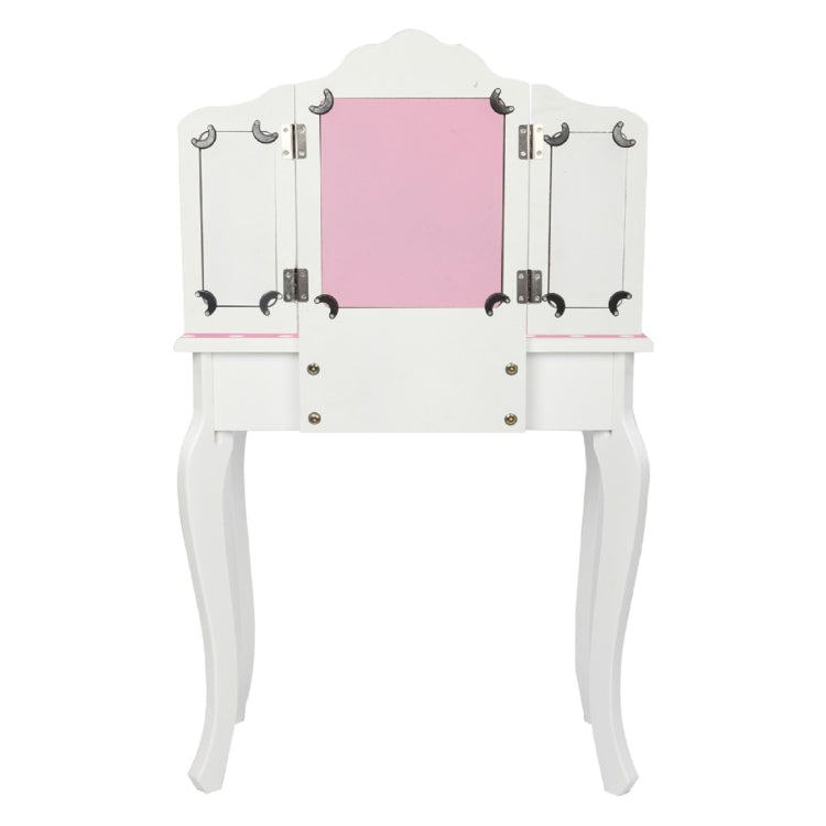 [US Warehouse] Children Dressing Table with Tri-fold Mirror Single-drawing Curved Feet
