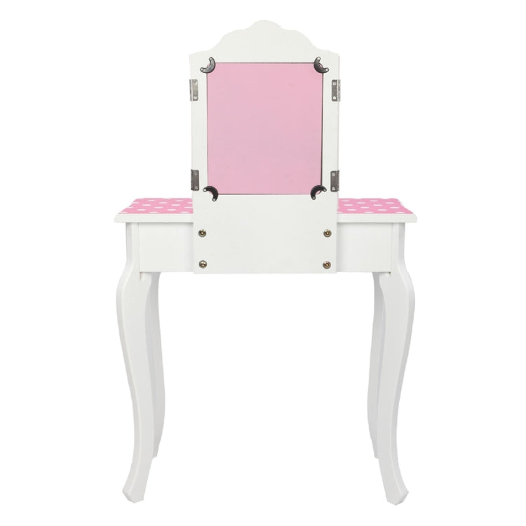 [US Warehouse] Children Dressing Table with Tri-fold Mirror Single-drawing Curved Feet