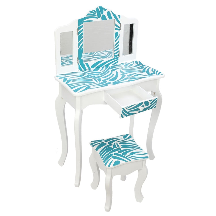 [US Warehouse] Children Dressing Table with Tri-fold Mirror Single-drawing Curved Feet