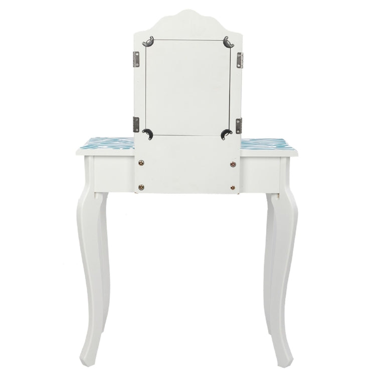 [US Warehouse] Children Dressing Table with Tri-fold Mirror Single-drawing Curved Feet
