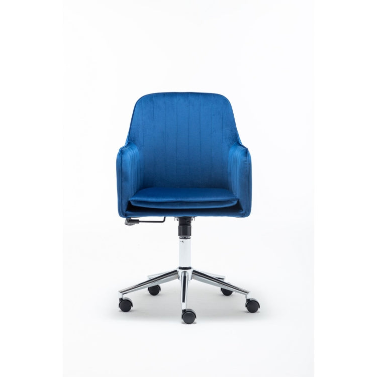 [US Warehouse] Velvet fabric Home Office Desk Chairs with Metal Base Modern Adjustable Swivel Chair with Arms(Blue)