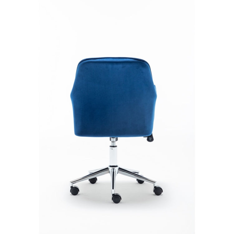 [US Warehouse] Velvet fabric Home Office Desk Chairs with Metal Base Modern Adjustable Swivel Chair with Arms(Blue)