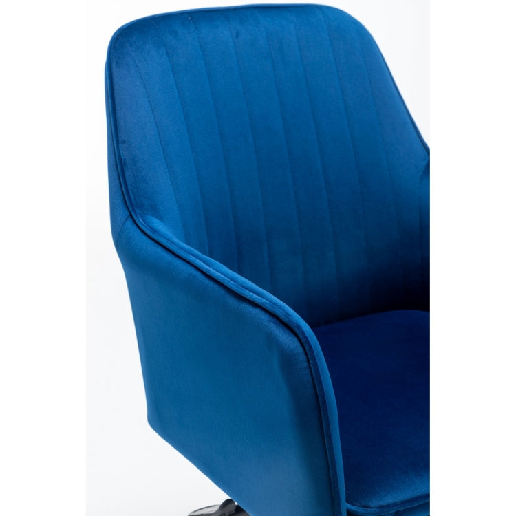 [US Warehouse] Velvet fabric Home Office Desk Chairs with Metal Base Modern Adjustable Swivel Chair with Arms(Blue)