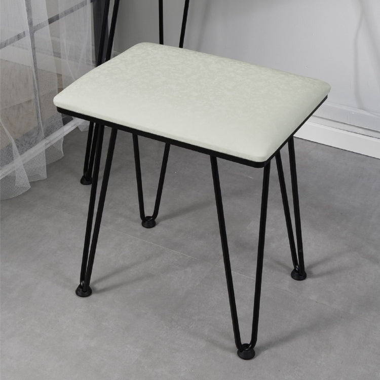 [US Warehouse] Bedroom Iron Dresser with Solid Wood Makeup Desk Storage Cabinet & Stool