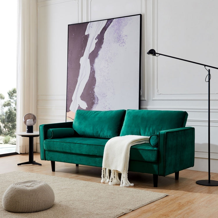 [US Warehouse] Mid-Century Modern Velvet fabric Bench Sectional Couch Sofa, Size: 75.6x31.5x32.7 inch