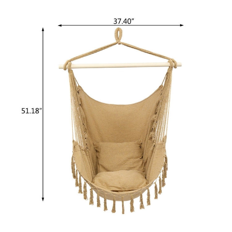 [US Warehouse] Tassel Plus Pillow Hanging Chairs, Size: 1.5x1.2m(Coffee)