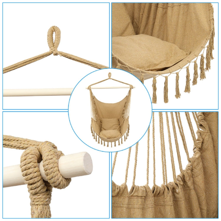 [US Warehouse] Tassel Plus Pillow Hanging Chairs, Size: 1.5x1.2m(Coffee)