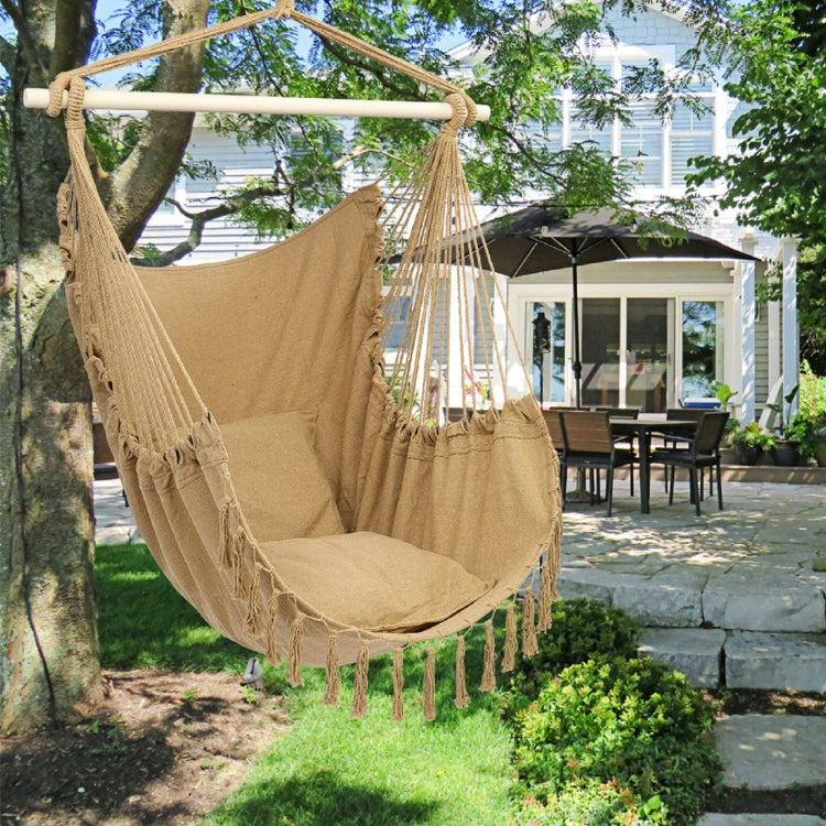 [US Warehouse] Tassel Plus Pillow Hanging Chairs, Size: 1.5x1.2m(Coffee)