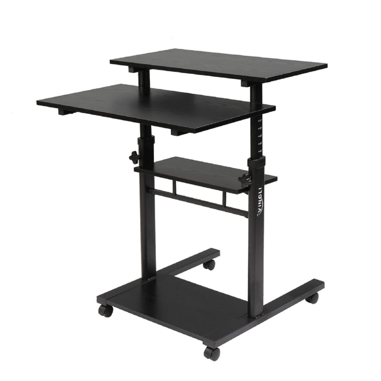 [US Warehouse] Three Desktop Standing Single Tube Lifting Computer Desk, Size: 70x70x65.5cm