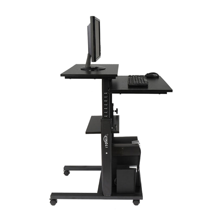 [US Warehouse] Three Desktop Standing Single Tube Lifting Computer Desk, Size: 70x70x65.5cm