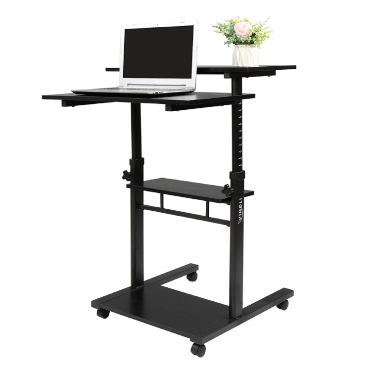 [US Warehouse] Three Desktop Standing Single Tube Lifting Computer Desk, Size: 70x70x65.5cm