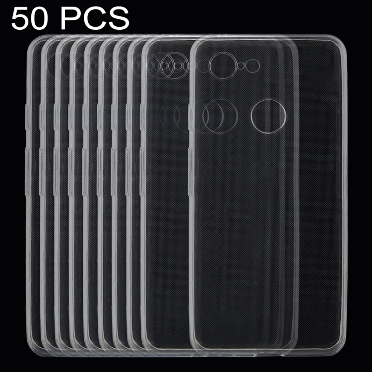 50 PCS 0.75mm Ultrathin Transparent TPU Soft Protective Case for Google Pixel 3