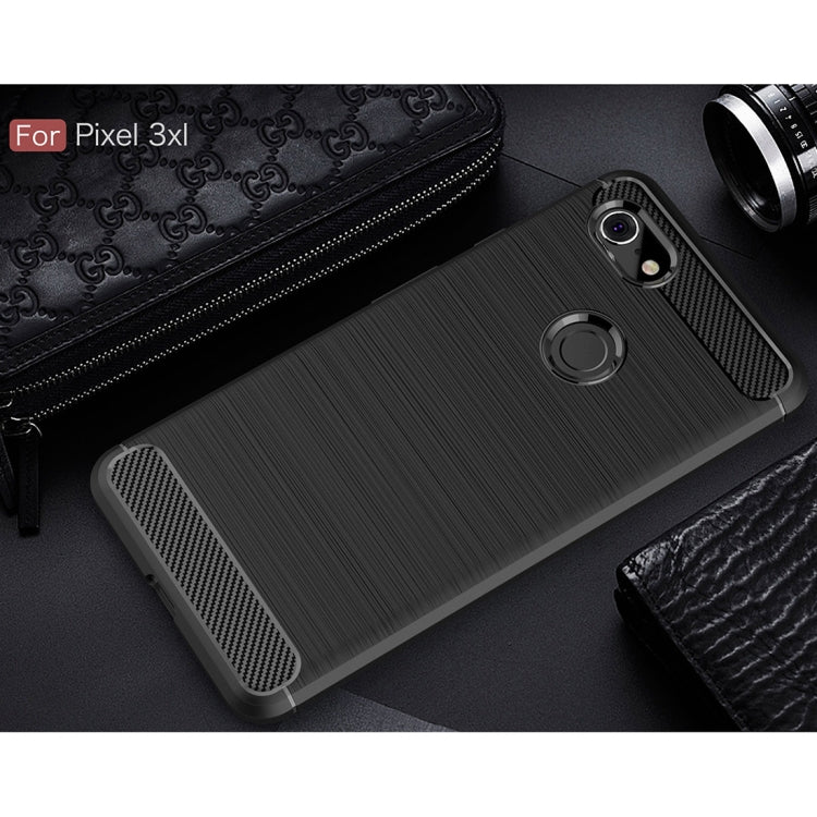 Brushed Texture Carbon Fiber Shockproof TPU Case for Google Pixel 3 XL