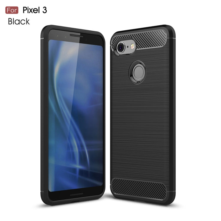 Brushed Texture Carbon Fiber Shockproof TPU Case for Google Pixel 3