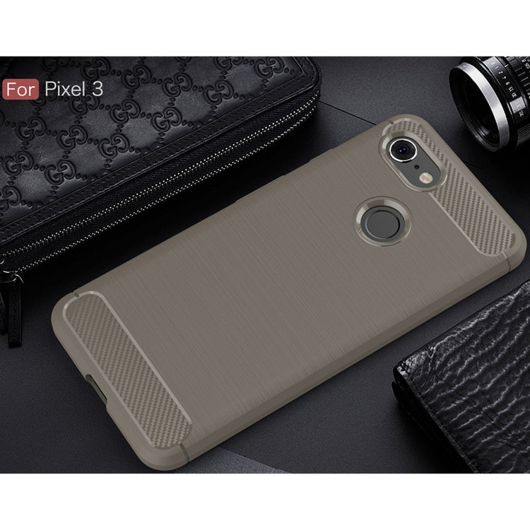 Brushed Texture Carbon Fiber Shockproof TPU Case for Google Pixel 3