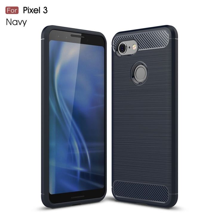 Brushed Texture Carbon Fiber Shockproof TPU Case for Google Pixel 3