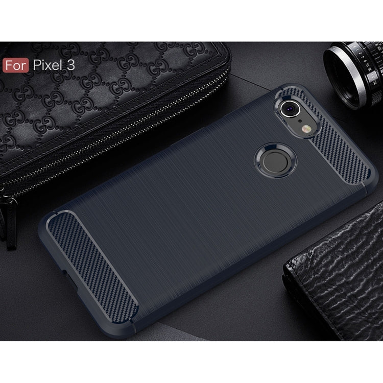 Brushed Texture Carbon Fiber Shockproof TPU Case for Google Pixel 3