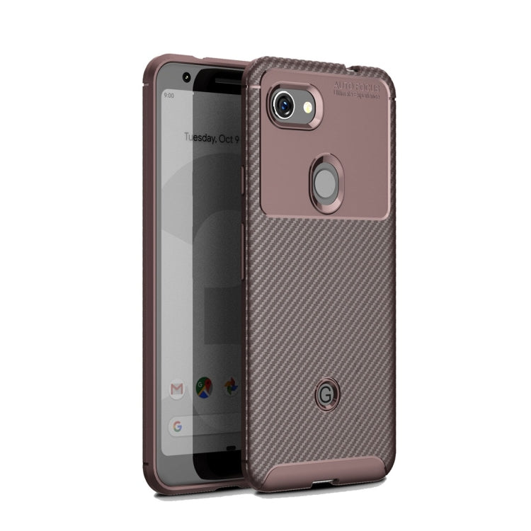 Carbon Fiber Texture Shockproof TPU Case for Google Pixel 3a (Brown)