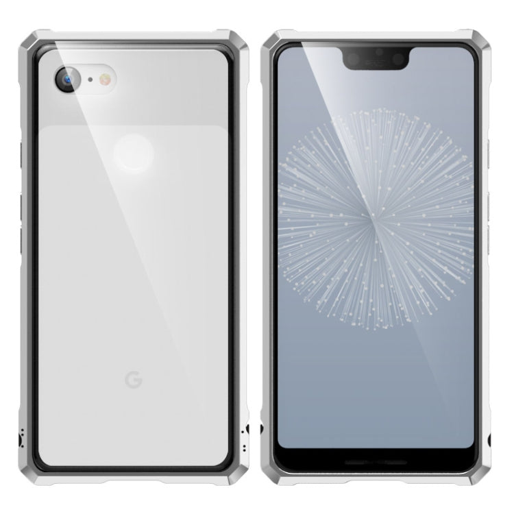 Snap-on Aluminum Frame and Tempered Glass Back Plate Case for Google Pixel 3XL
