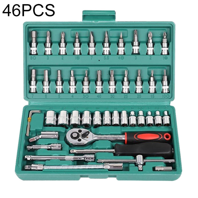 46 In 1 Multi-function Car Repair Combination Toolbox Ratchet Wrench Set