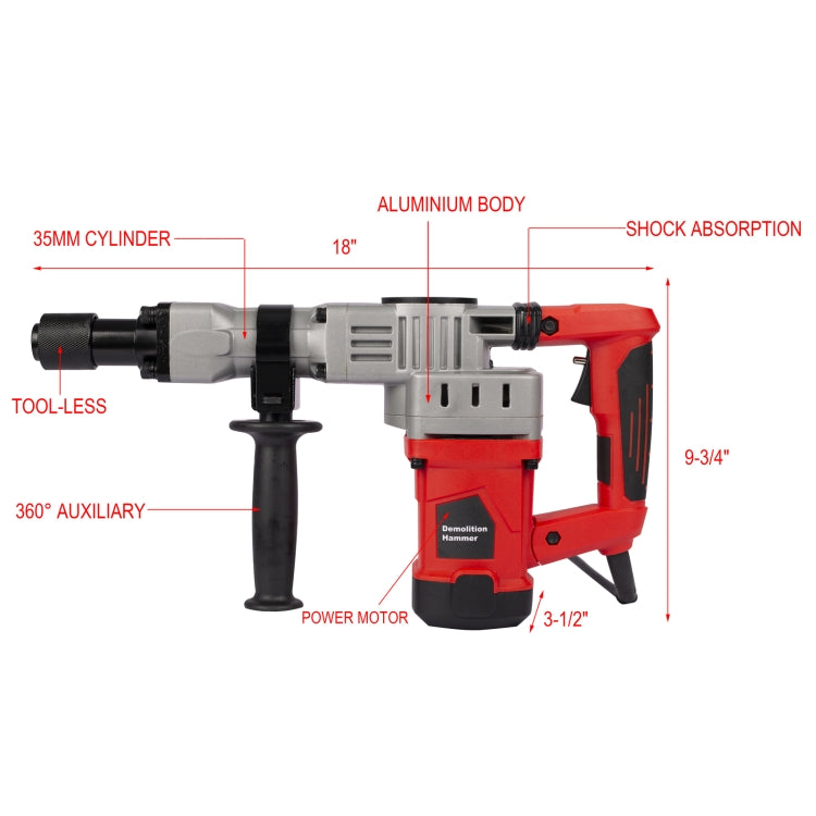 [US Warehouse] Electric Jack Hammer Concrete Breaker Trigger Lock Remove Electrical Tools