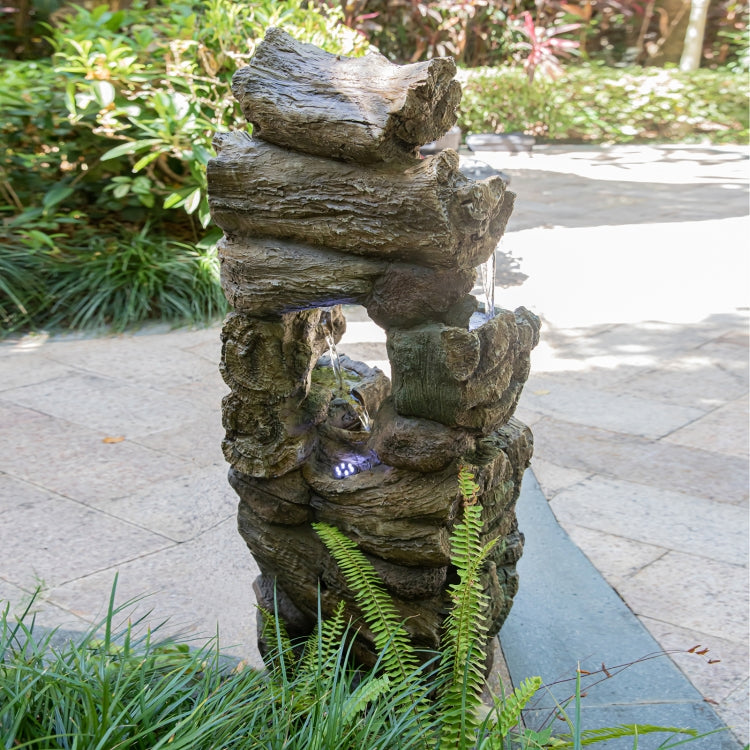 [US Warehouse] Indoor and Outdoor Landscape Standing Rockery 8-cascading Bowl Shape Fountain Decoration with White LED Lights, Size: 39.37 x 18.5 x 13.39 inch