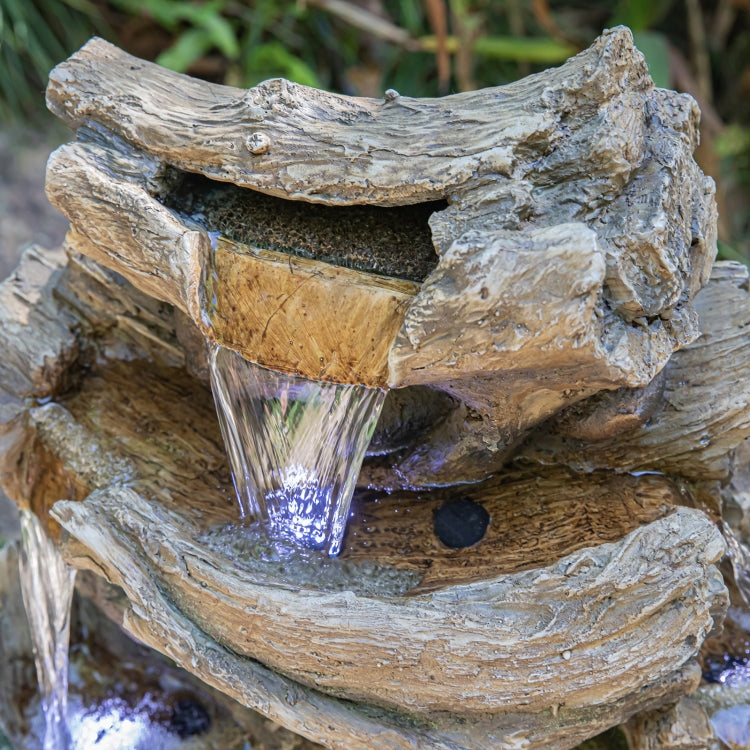 [US Warehouse] Indoor and Outdoor Landscape Standing Rockery 8-cascading Bowl Shape Fountain Decoration with White LED Lights, Size: 39.37 x 18.5 x 13.39 inch