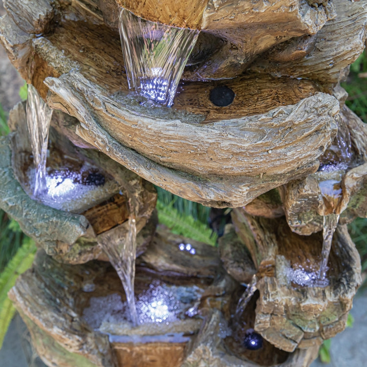 [US Warehouse] Indoor and Outdoor Landscape Standing Rockery 8-cascading Bowl Shape Fountain Decoration with White LED Lights, Size: 39.37 x 18.5 x 13.39 inch