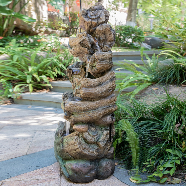 [US Warehouse] Indoor and Outdoor Landscape Standing Rockery 8-cascading Bowl Shape Fountain Decoration with White LED Lights, Size: 39.37 x 18.5 x 13.39 inch