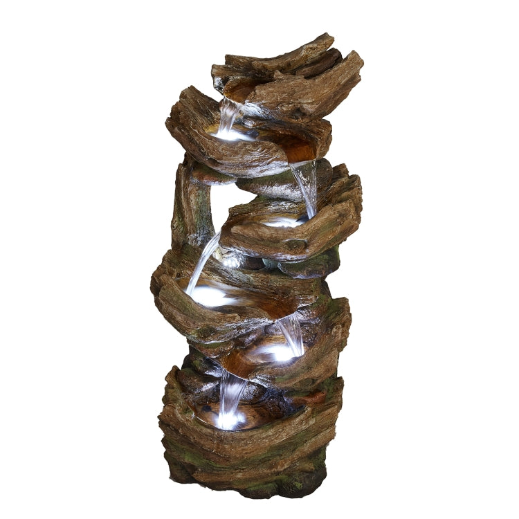 [US Warehouse] Indoor and Outdoor Landscape Standing Rockery 6-cascading Bowl Shape Fountain Decoration with White LED Lights, Size: 41.34 x 18.31 x 14.57 inch