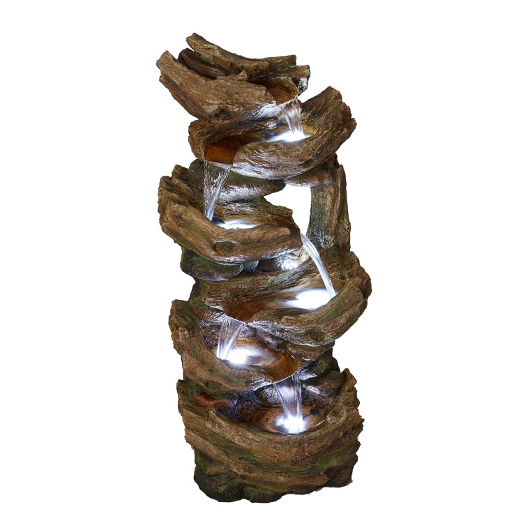 [US Warehouse] Indoor and Outdoor Landscape Standing Rockery 6-cascading Bowl Shape Fountain Decoration with White LED Lights, Size: 41.34 x 18.31 x 14.57 inch