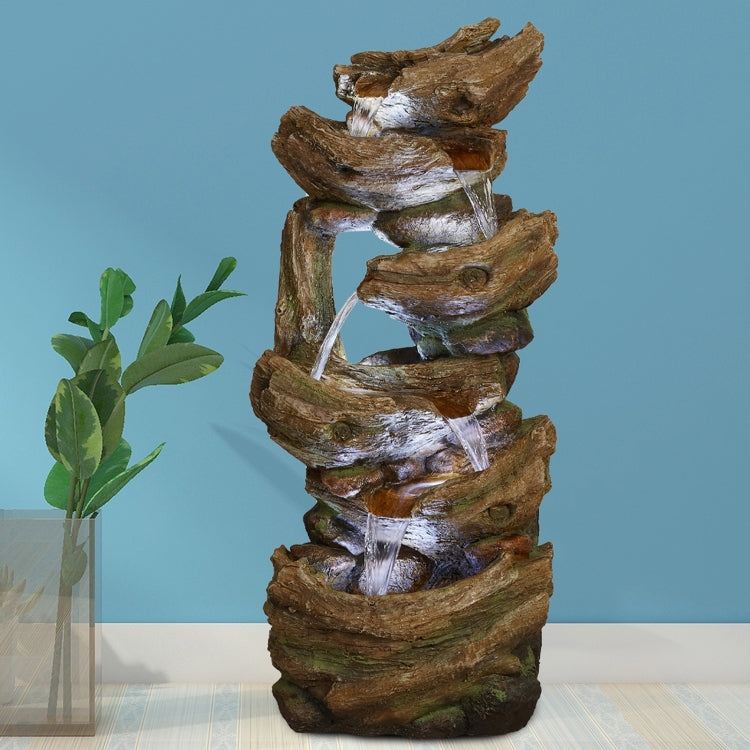 [US Warehouse] Indoor and Outdoor Landscape Standing Rockery 6-cascading Bowl Shape Fountain Decoration with White LED Lights, Size: 41.34 x 18.31 x 14.57 inch