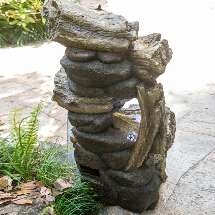 [US Warehouse] Indoor and Outdoor Landscape Standing Rockery 6-cascading Bowl Shape Fountain Decoration with White LED Lights, Size: 41.34 x 18.31 x 14.57 inch
