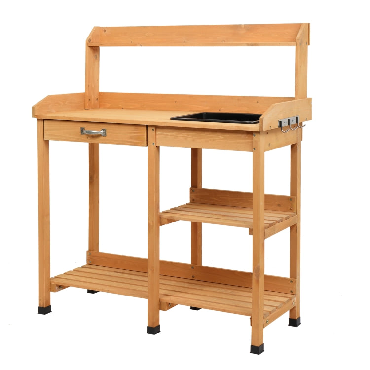 [US Warehouse] Rectangular Wooden Garden Workbench with Drawer & Sink, Size: 47.2 x 39.4 x 18 inch