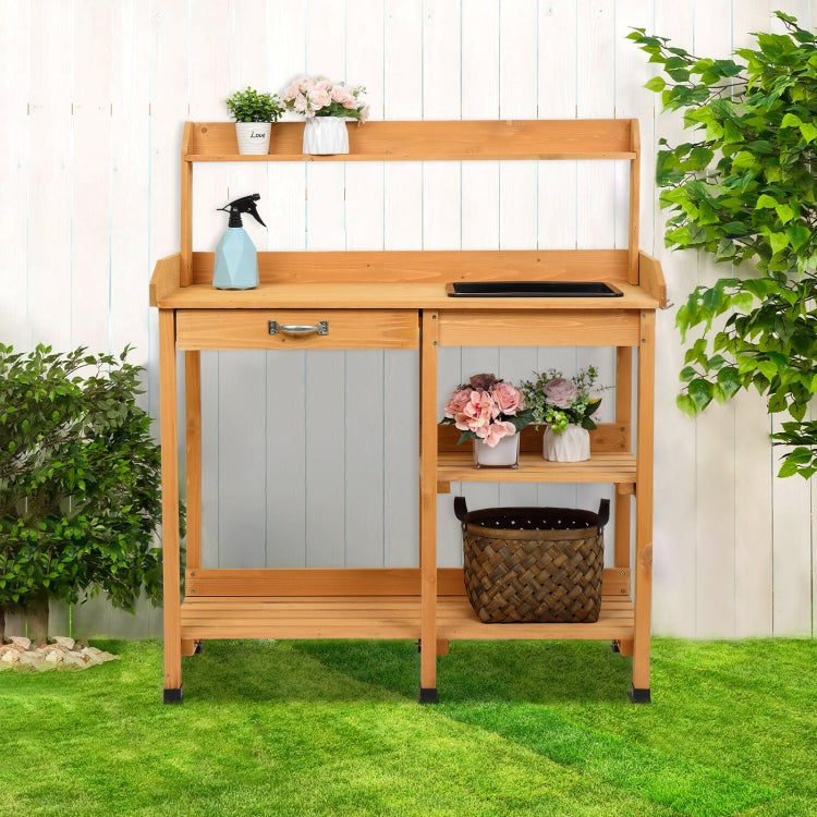 [US Warehouse] Rectangular Wooden Garden Workbench with Drawer & Sink, Size: 47.2 x 39.4 x 18 inch