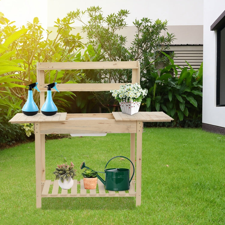 [US Warehouse] Rectangular Wooden Sliding Tabletop Garden Workbench with Sink, Size: 55.1 x 39.4 x 18.1 inch