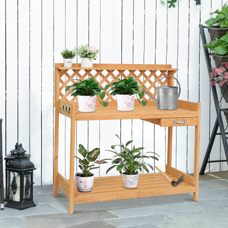 [US Warehouse] Rectangular Wooden Garden Workbench with Drawers, Size: 44.7 x 43.8 x 19.7 inch