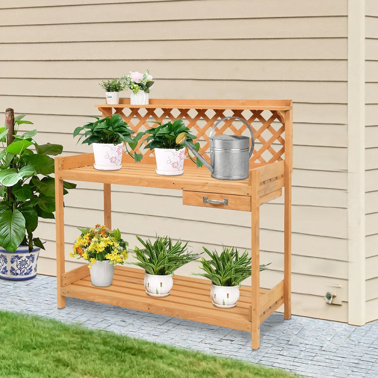 [US Warehouse] Rectangular Wooden Garden Workbench with Drawers, Size: 44.7 x 43.8 x 19.7 inch