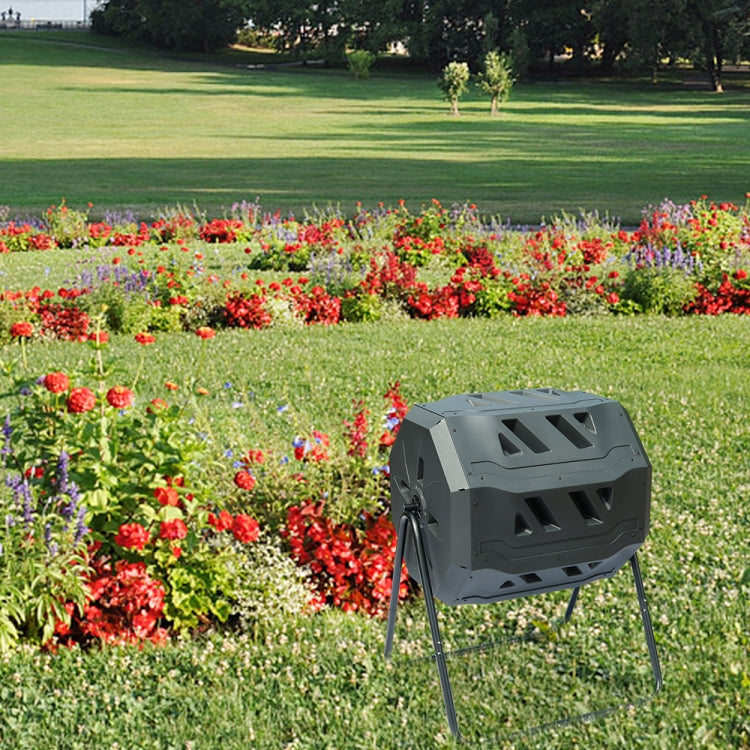 [US Warehouse] 42 Gallons Outdoor Garden Fertilizer Bucket with 2 Chambers Dual Rotating