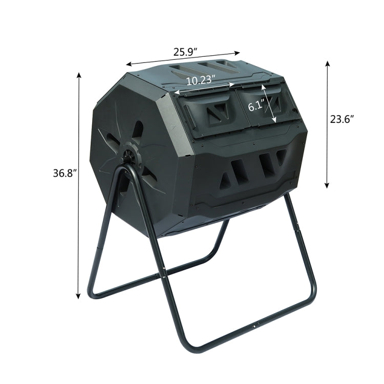 [US Warehouse] 42 Gallons Outdoor Garden Fertilizer Bucket with 2 Chambers Dual Rotating