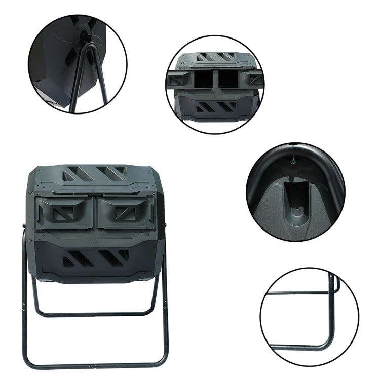 [US Warehouse] 42 Gallons Outdoor Garden Fertilizer Bucket with 2 Chambers Dual Rotating