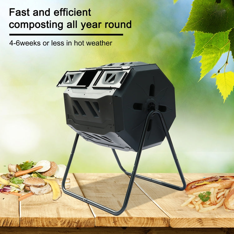[US Warehouse] 42 Gallons Outdoor Garden Fertilizer Bucket with 2 Chambers Dual Rotating