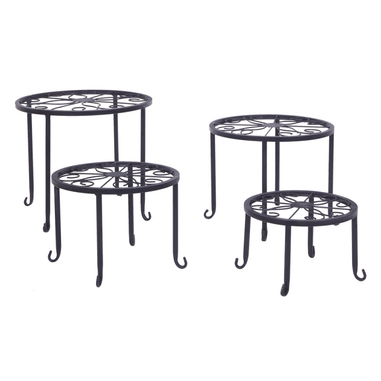 [US Warehouse] 4 PCS / Set Round Pattern Iron Plant Shelves(Black)