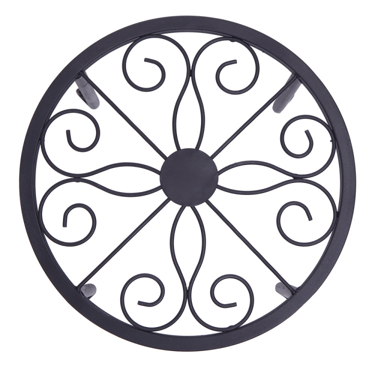 [US Warehouse] 4 PCS / Set Round Pattern Iron Plant Shelves(Black)