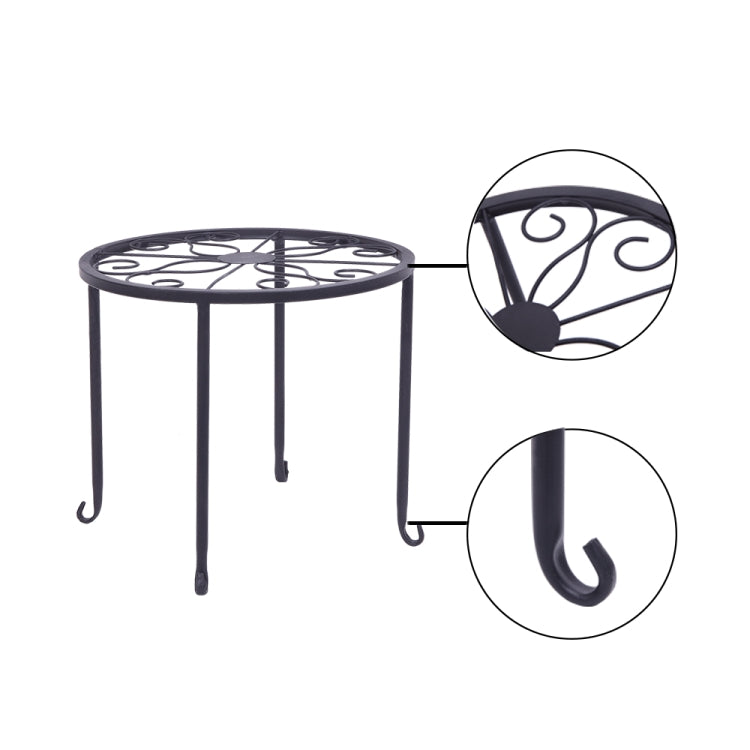 [US Warehouse] 4 PCS / Set Round Pattern Iron Plant Shelves(Black)