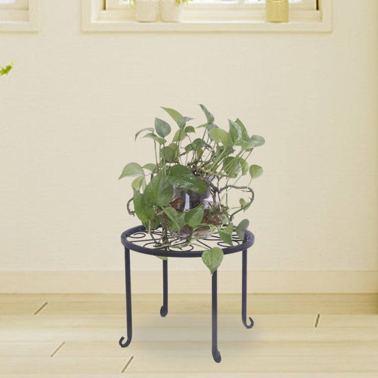 [US Warehouse] 4 PCS / Set Round Pattern Iron Plant Shelves(Black)