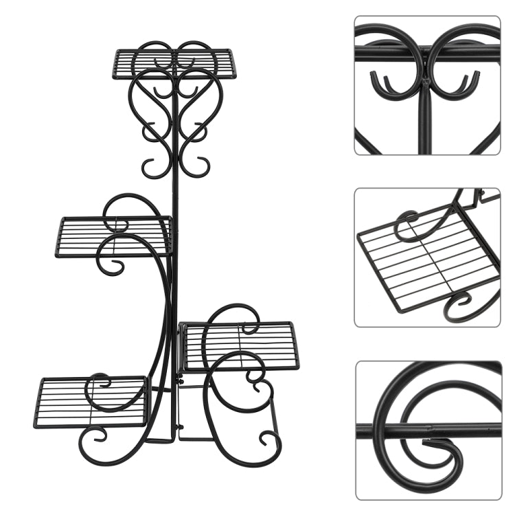 [US Warehouse] Indoor Outdoor Garden Square Flower Metal Shelves Plant Pot Stand Iron Decoration, Height: 82cm